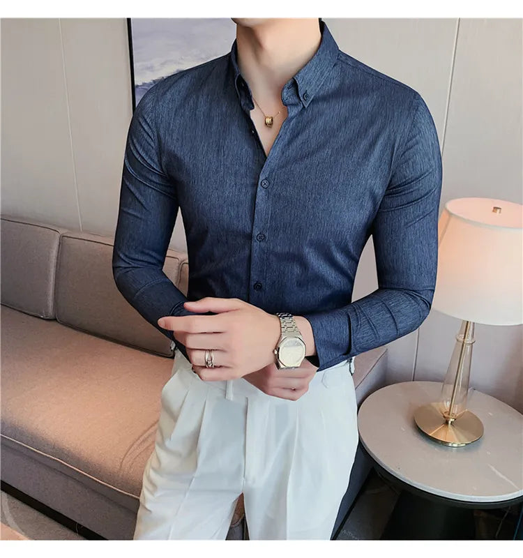 Camisa Social Slim Fit Masculina - Essencial Estilo EE055