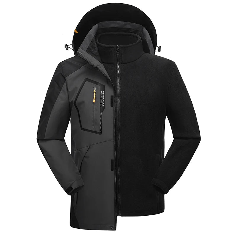 Jaqueta Masculina 3 em 1 com Forro Fleece Impermeável Corta-Vento – (Promoção de Inverno 2025)